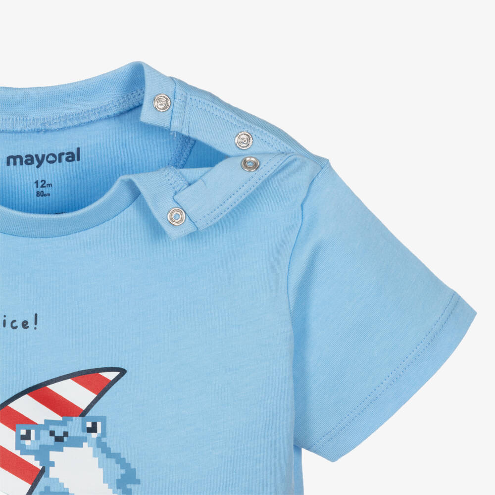 Mayoral-Boys Navy Blue Shark Short Set | Childrensalon Outlet