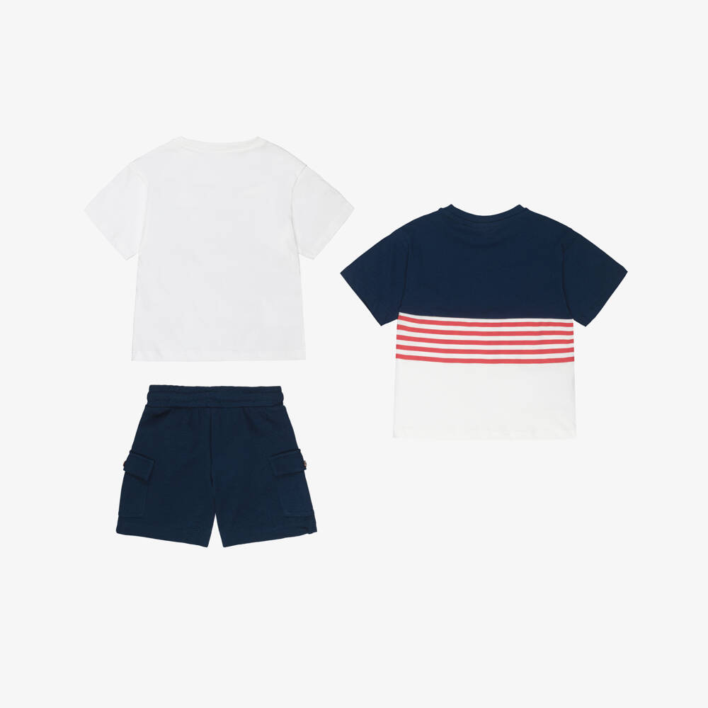 Mayoral-Boys Navy Blue Striped Shorts Trio | Childrensalon Outlet