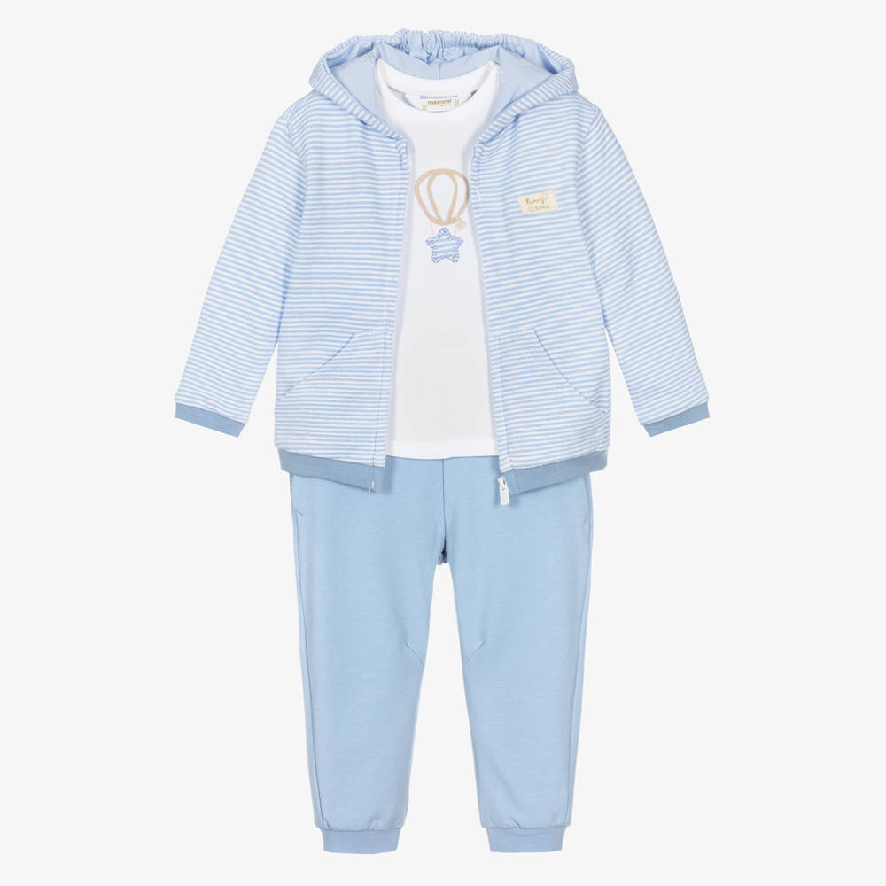 Mayoral Newborn-Boys Navy Blue Striped Tracksuit | Childrensalon Outlet