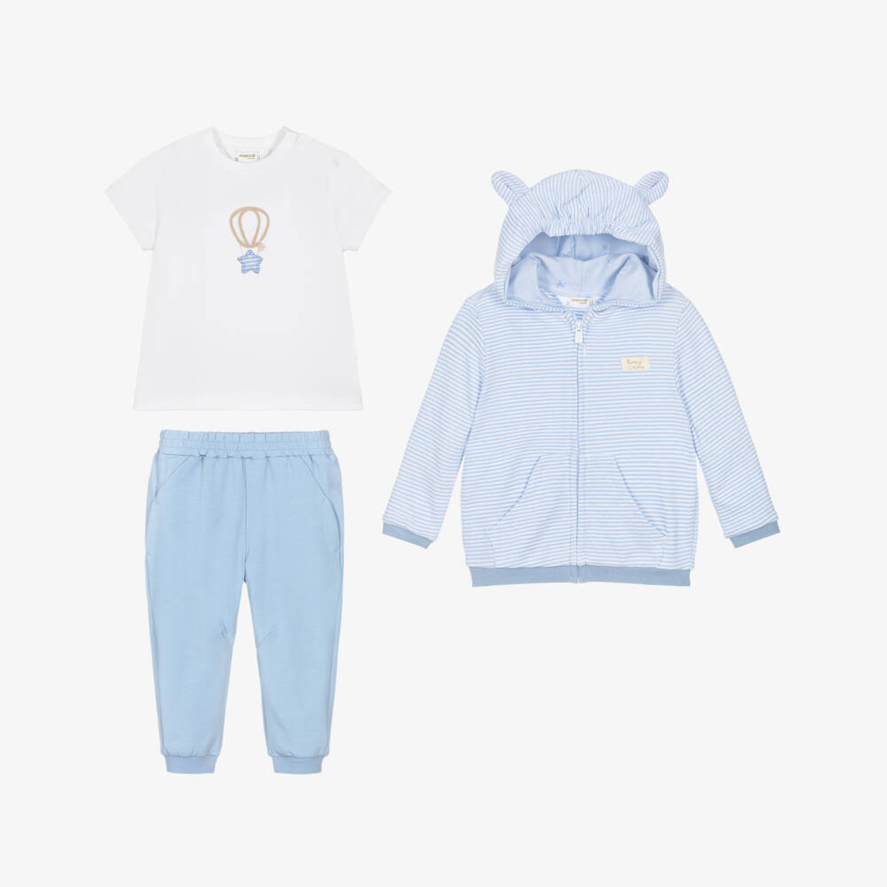 Mayoral Newborn-Boys Navy Blue Striped Tracksuit | Childrensalon Outlet