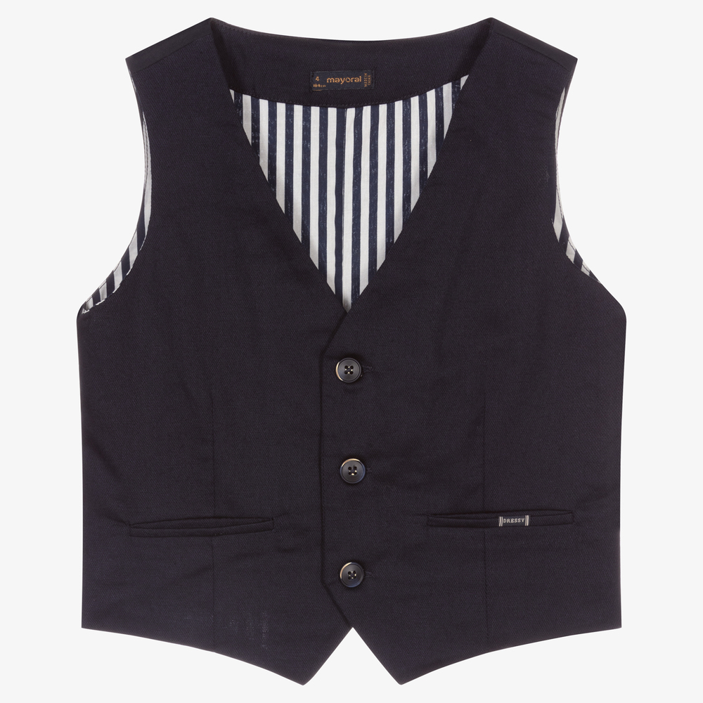 Mayoral - Boys Navy Blue Waistcoat | Childrensalon