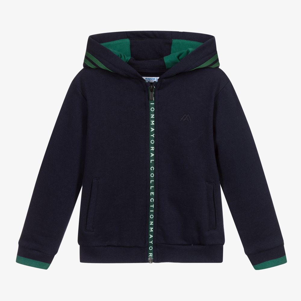 Mayoral-Boys Navy Blue Zip-Up Hoodie | Childrensalon Outlet