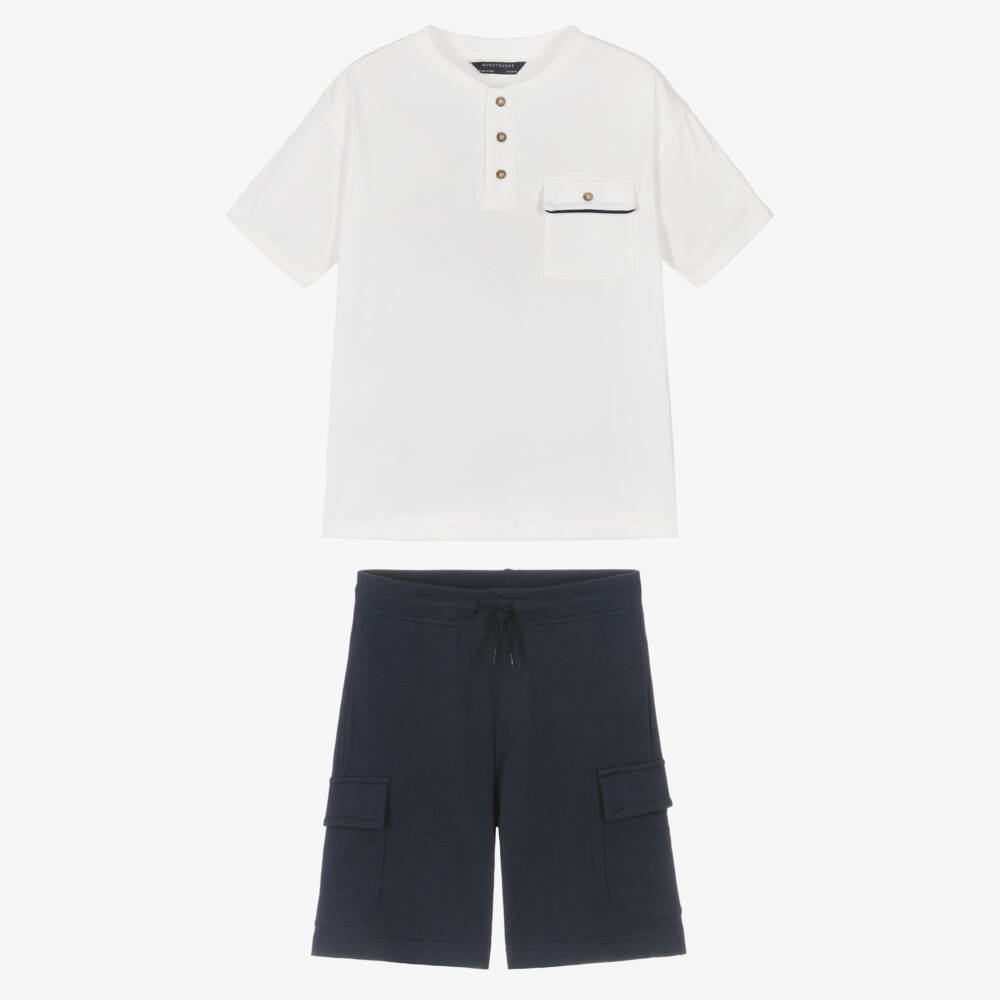 Mayoral Nukutavake-Boys Navy Cargo Shorts Ensemble | Childrensalon Outlet