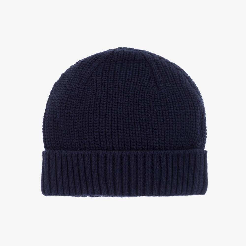 Mayoral-Boys Navy Cotton Knit Beanie | Childrensalon Outlet