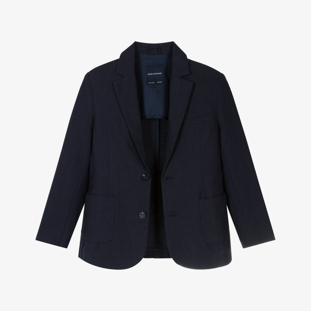Mayoral Nukutavake-Boys Navy Cotton-Linen Jacket | Childrensalon Outlet