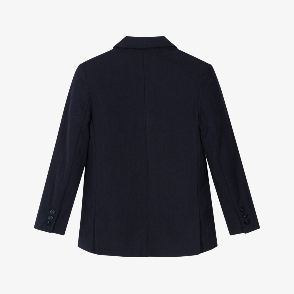 Mayoral Nukutavake-Boys Navy Cotton-Linen Jacket | Childrensalon Outlet