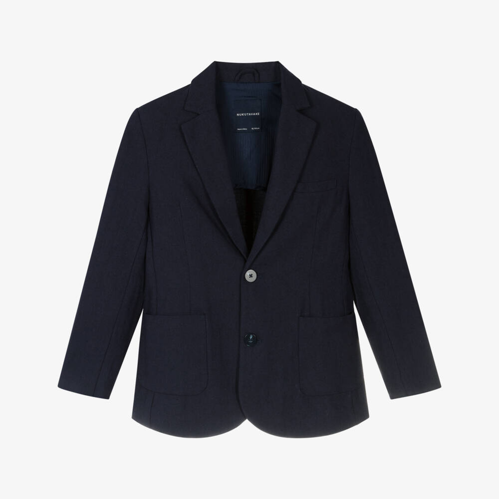 Mayoral Nukutavake-Boys Navy Cotton-Linen Jacket | Childrensalon Outlet