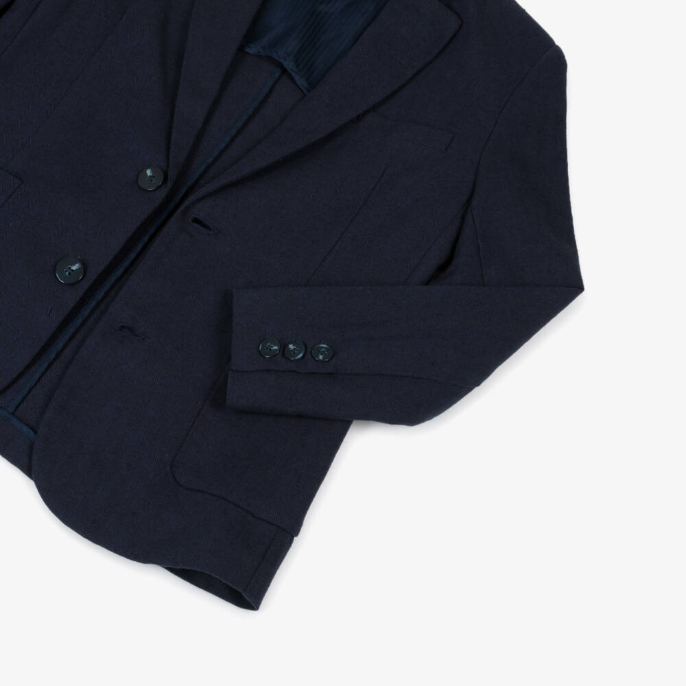 Mayoral Nukutavake-Boys Navy Cotton-Linen Jacket | Childrensalon Outlet
