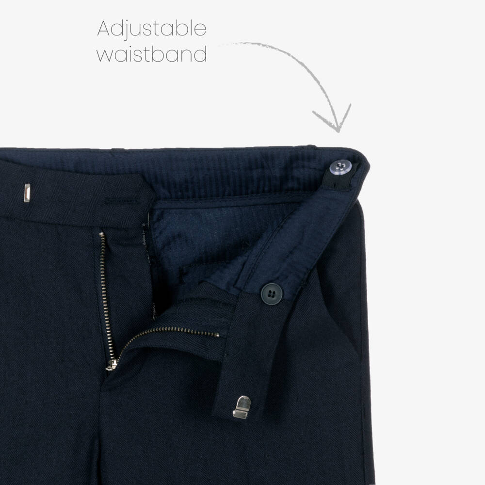 Mayoral Nukutavake-Boys Navy Cotton Linen Slacks | Childrensalon Outlet