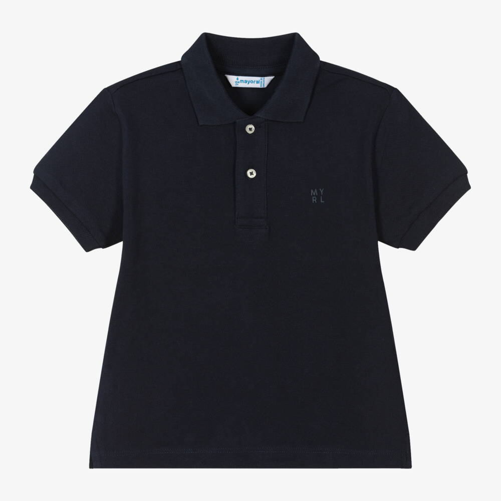 Mayoral-Boys Navy Cotton Polo Top | Childrensalon Outlet