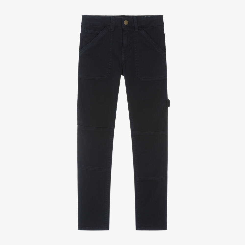 Mayoral Nukutavake-Boys Navy Cotton Twill Trousers | Childrensalon Outlet