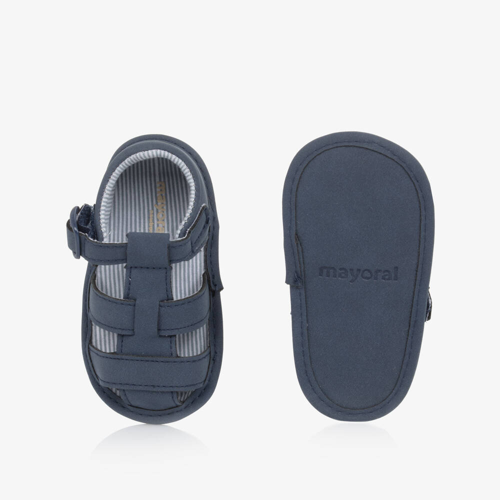 Mayoral Newborn-Boys Navy Faux Leather Baby Sandals | Childrensalon Outlet