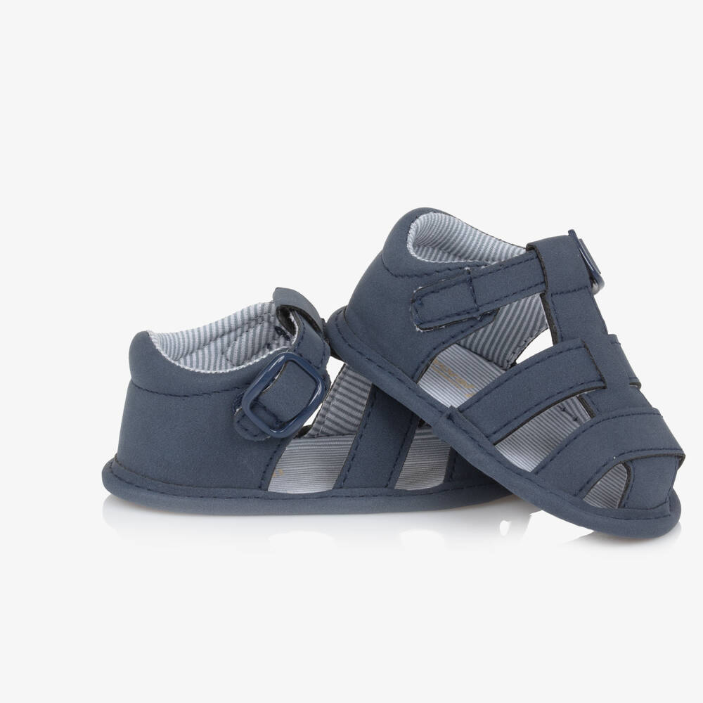 Mayoral Newborn-Boys Navy Faux Leather Baby Sandals | Childrensalon Outlet