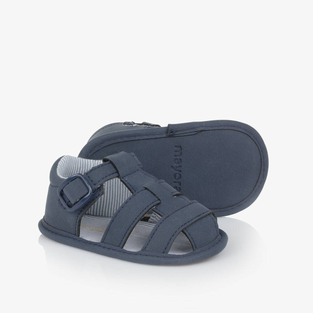 Mayoral Newborn-Boys Navy Faux Leather Baby Sandals | Childrensalon Outlet