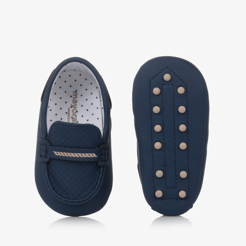 Mayoral Newborn-Boys Navy Faux Leather Moccasins | Childrensalon Outlet