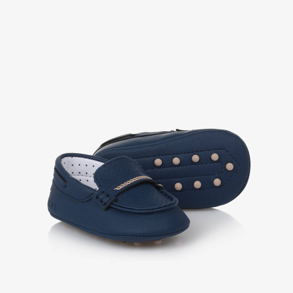 Mayoral Newborn-Boys Navy Faux Leather Moccasins | Childrensalon Outlet