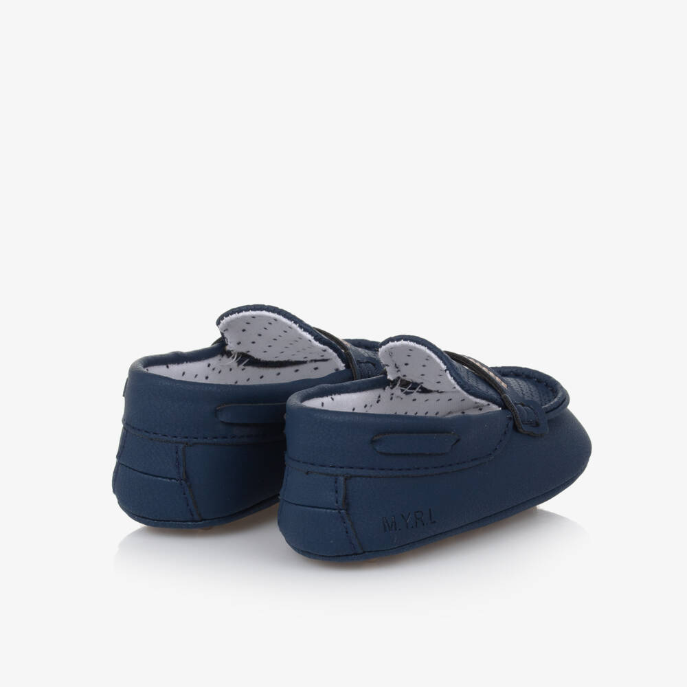 Mayoral Newborn-Boys Navy Faux Leather Moccasins | Childrensalon Outlet