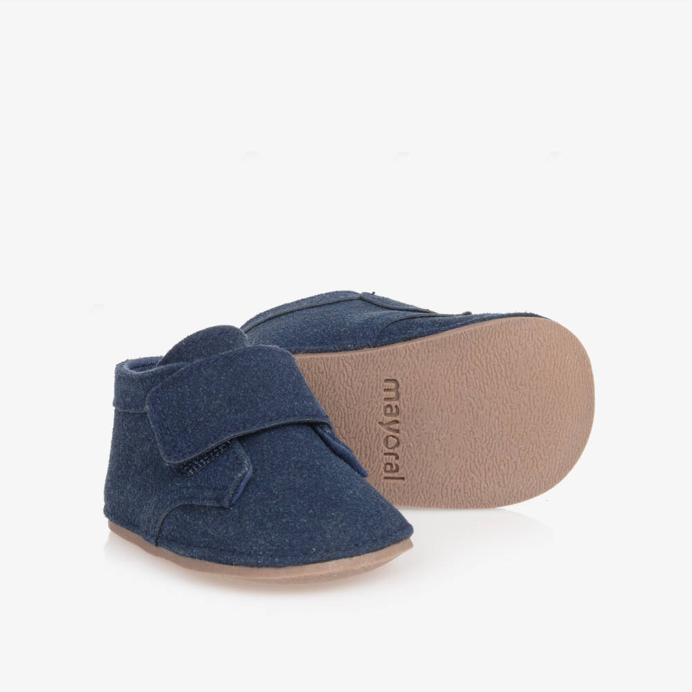 Mayoral Newborn-Boys Navy Faux Suede Pre-Walkers | Childrensalon Outlet