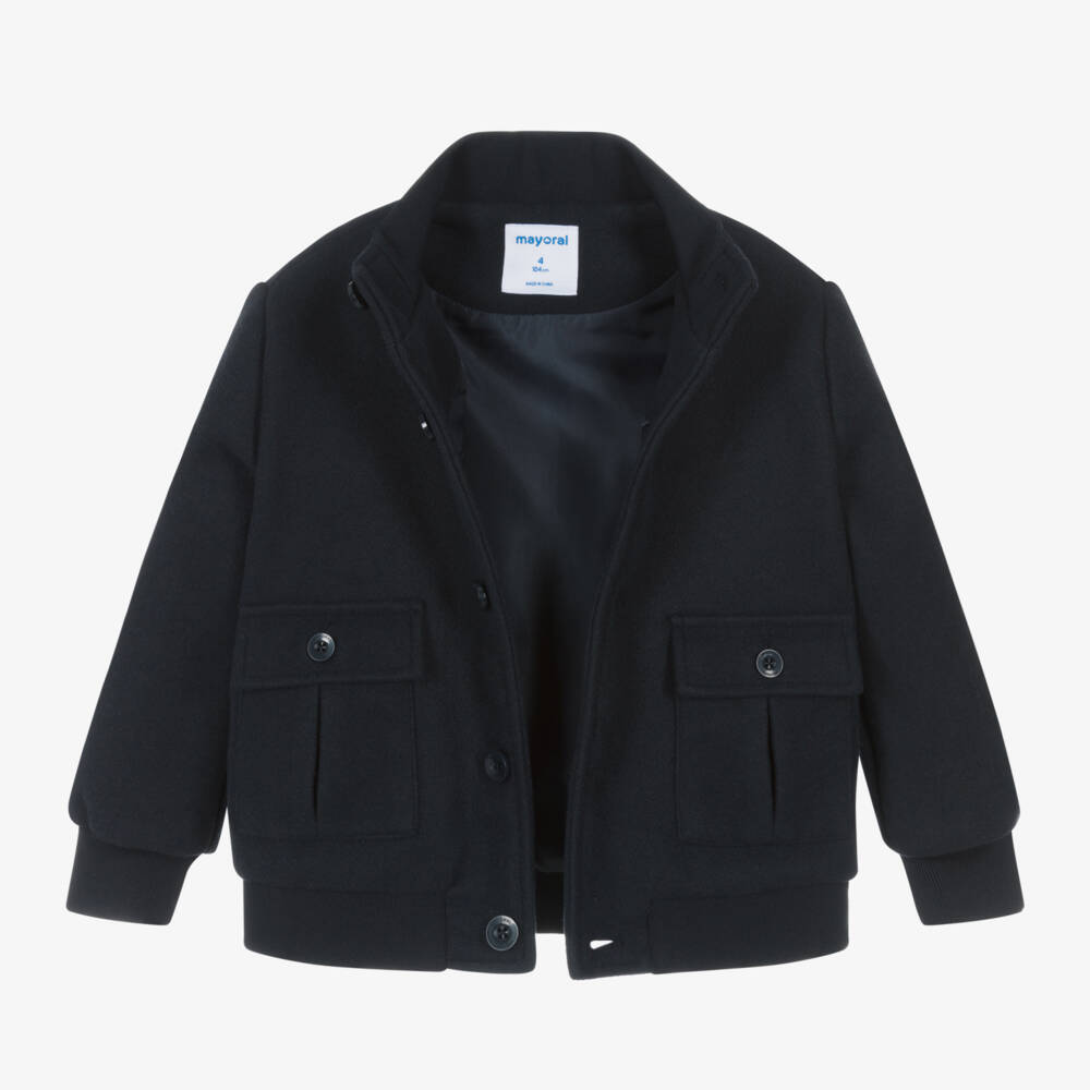 Mayoral-Boys Navy Felt Jacket | Childrensalon Outlet