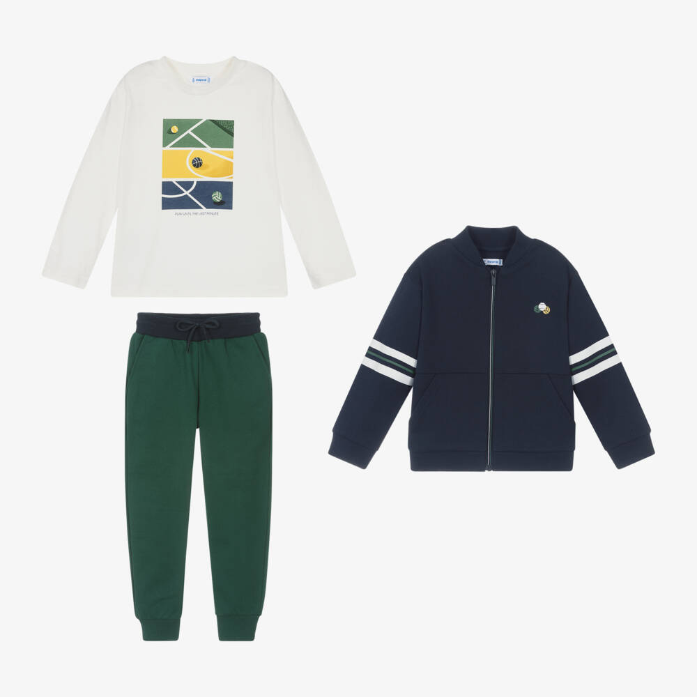 Mayoral-Boys Navy & Green Cozy Tracksuit | Childrensalon Outlet