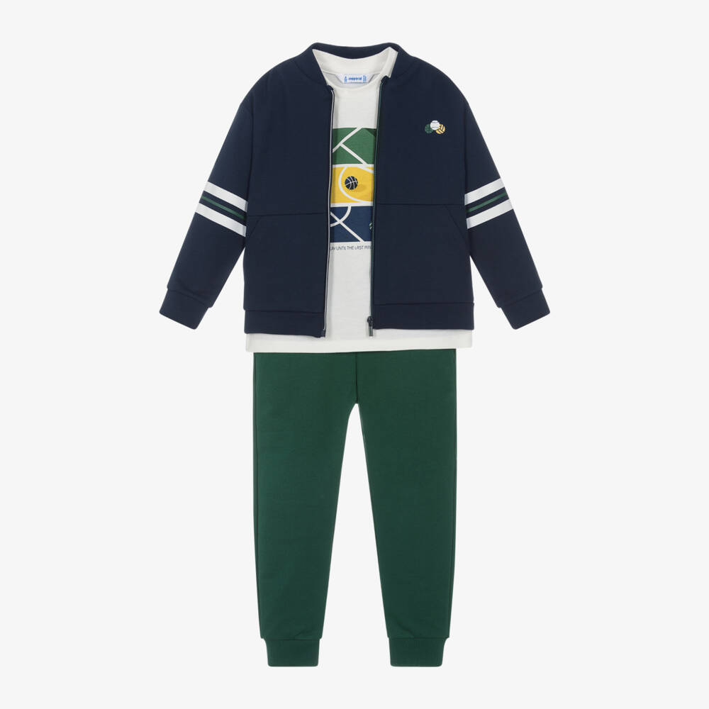 Mayoral-Boys Navy & Green Cozy Tracksuit | Childrensalon Outlet