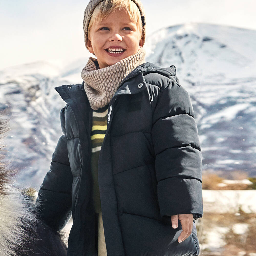 Mayoral-Boys Navy Hooded Puffer Jacket | Childrensalon Outlet