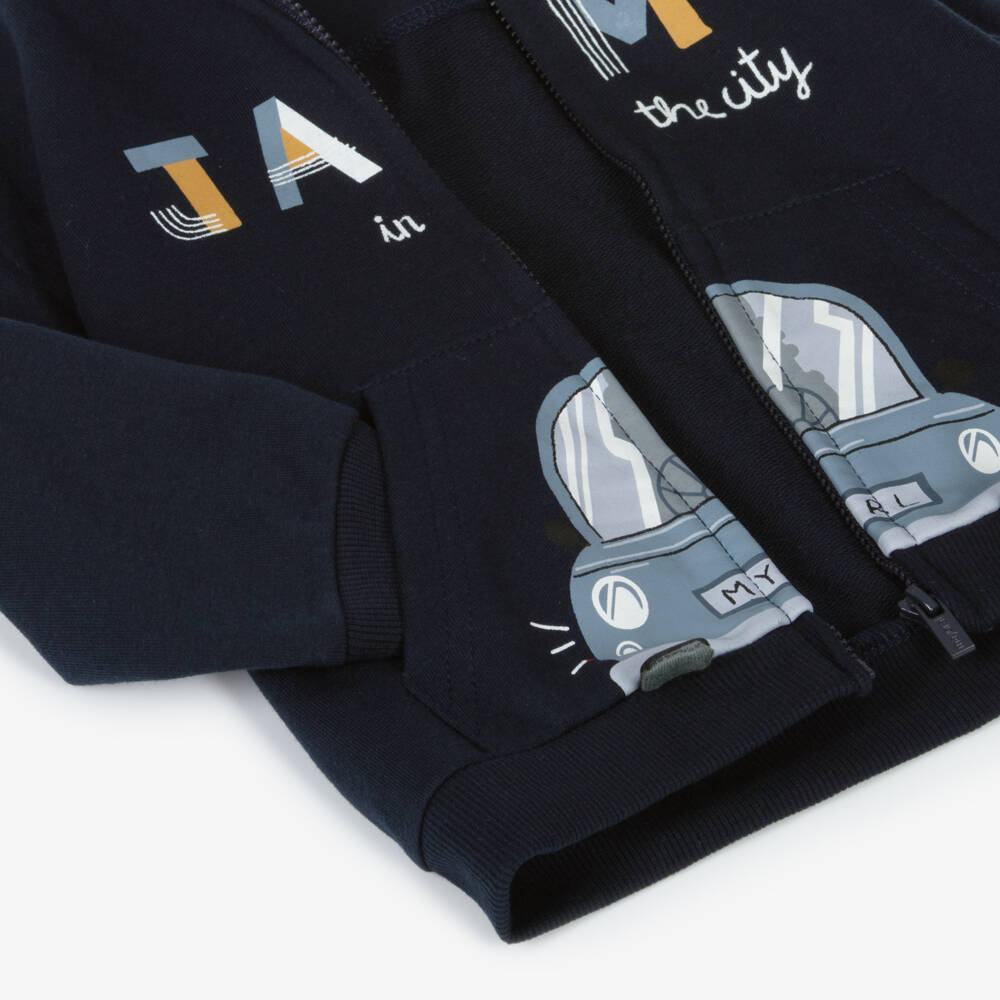 Mayoral-Boys Navy Hooded Zip-Up Jacket | Childrensalon Outlet