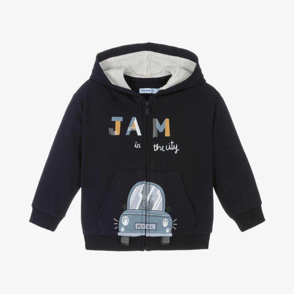 Mayoral-Boys Navy Hooded Zip-Up Jacket | Childrensalon Outlet