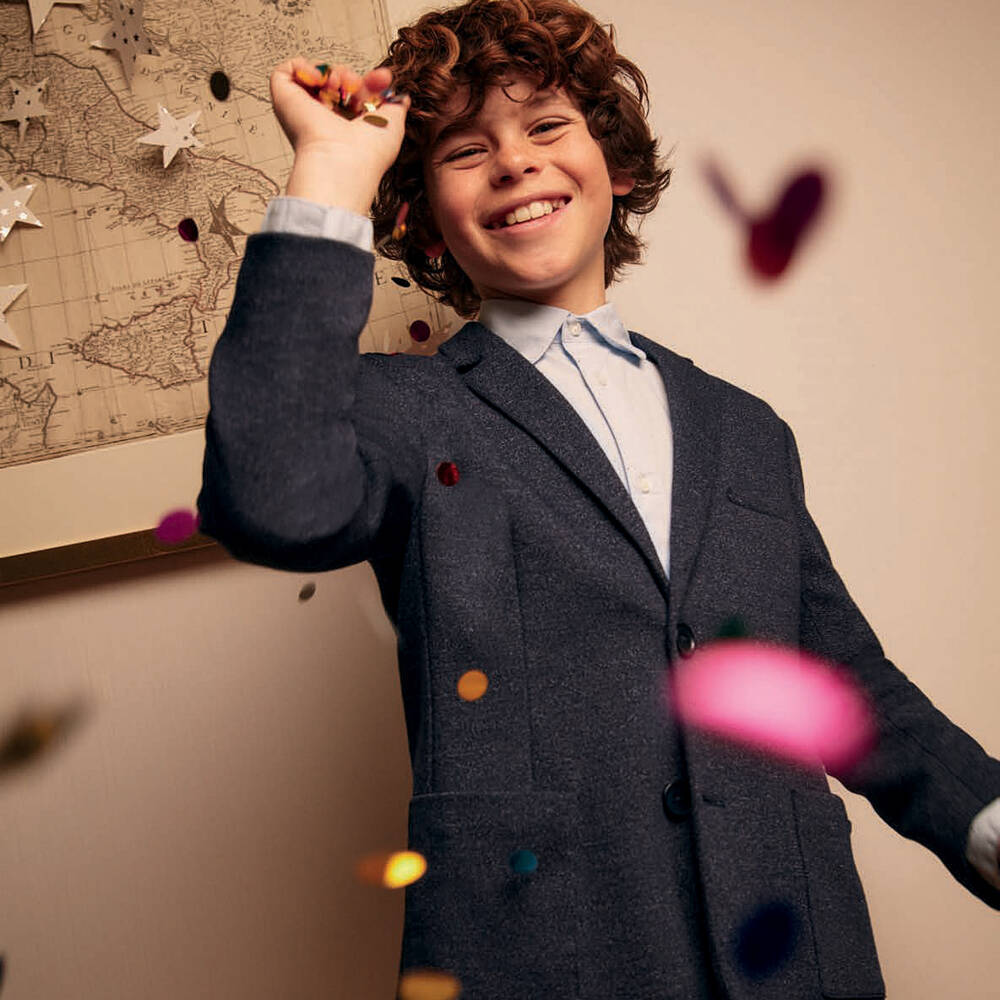 Mayoral-Boys Navy Jersey Blazer | Childrensalon Outlet