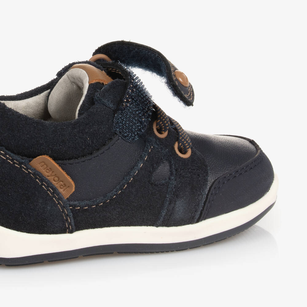 Mayoral-Boys Navy Leather First Shoes | Childrensalon Outlet