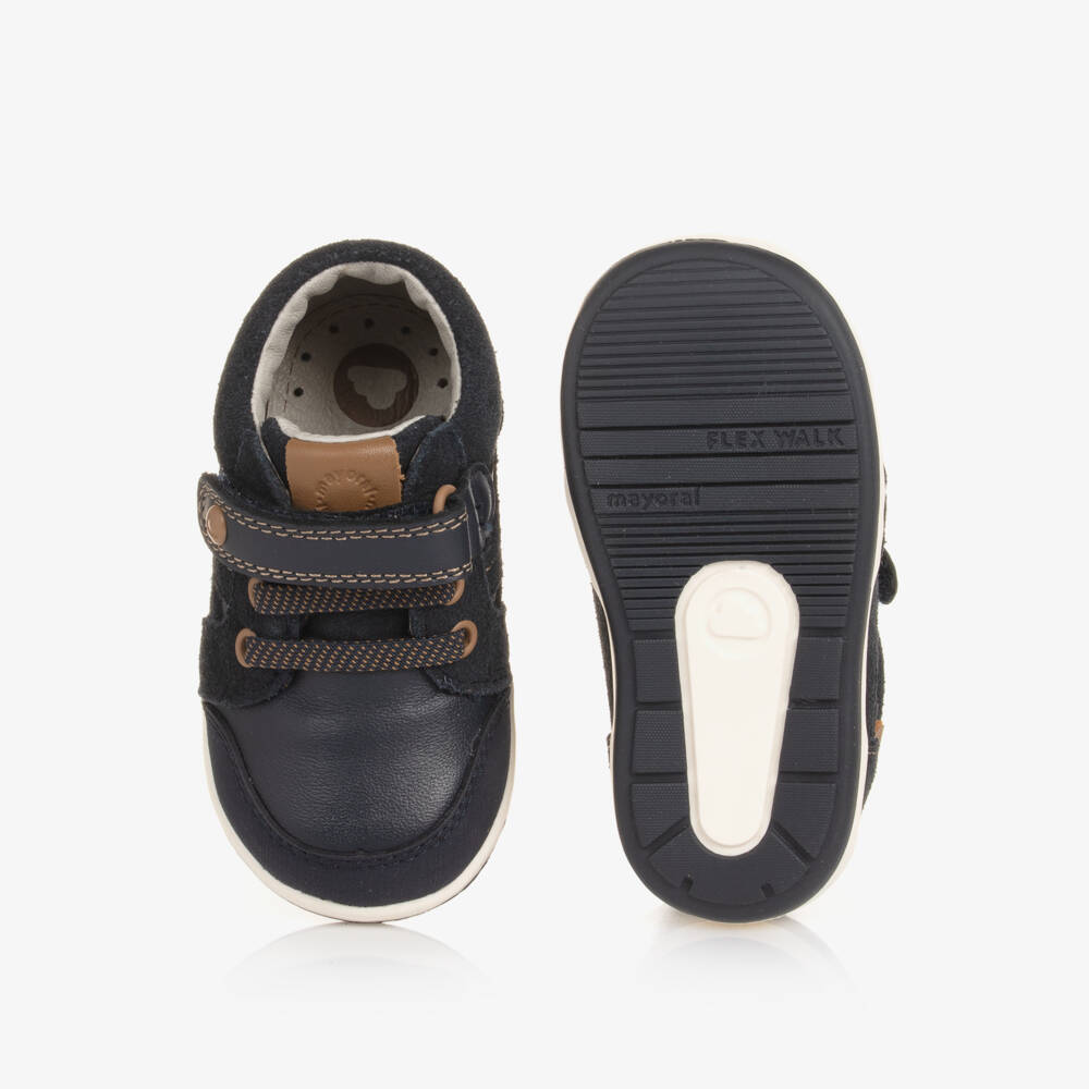 Mayoral-Boys Navy Leather First Shoes | Childrensalon Outlet