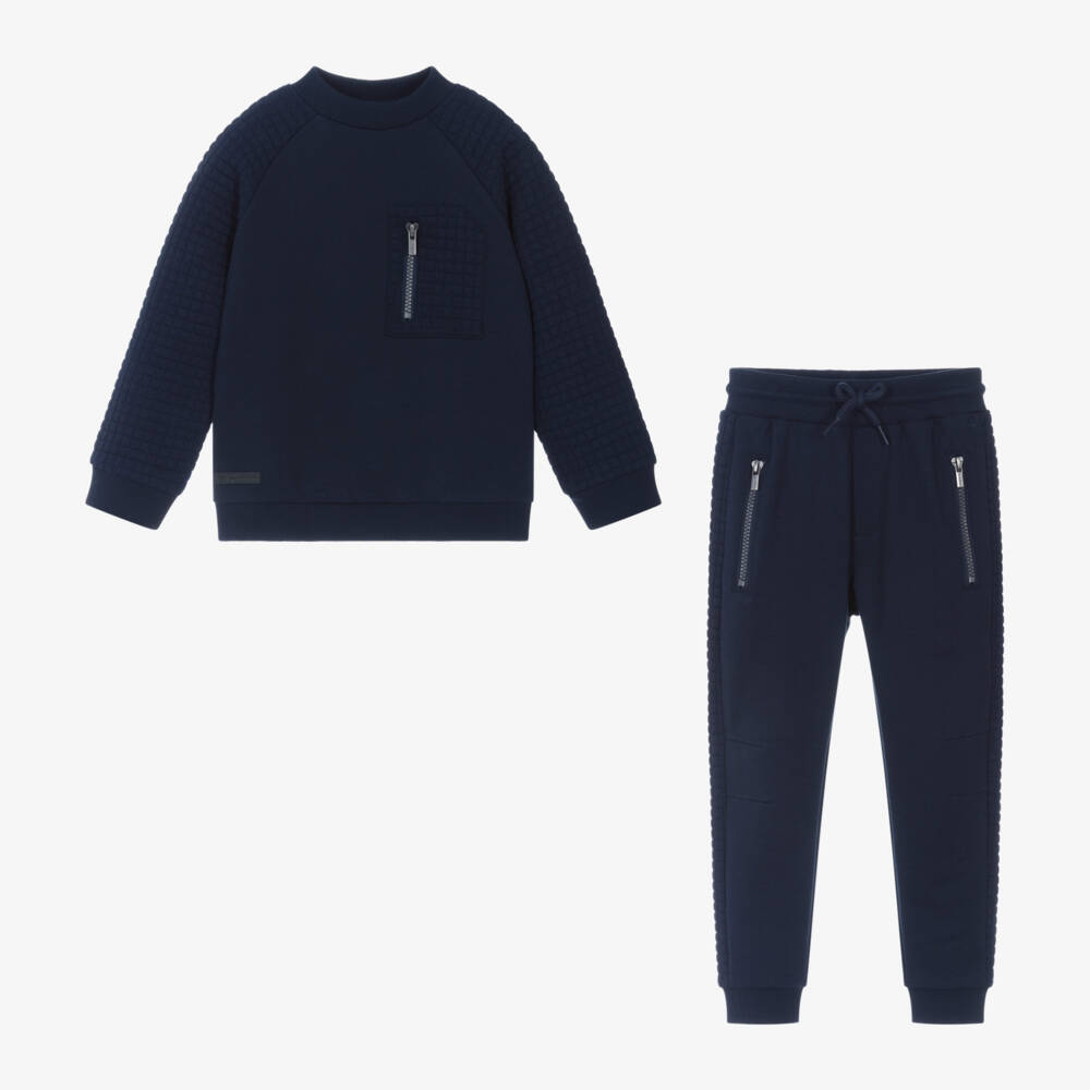 Mayoral-Boys Navy Quilted Jogger Set | Childrensalon Outlet