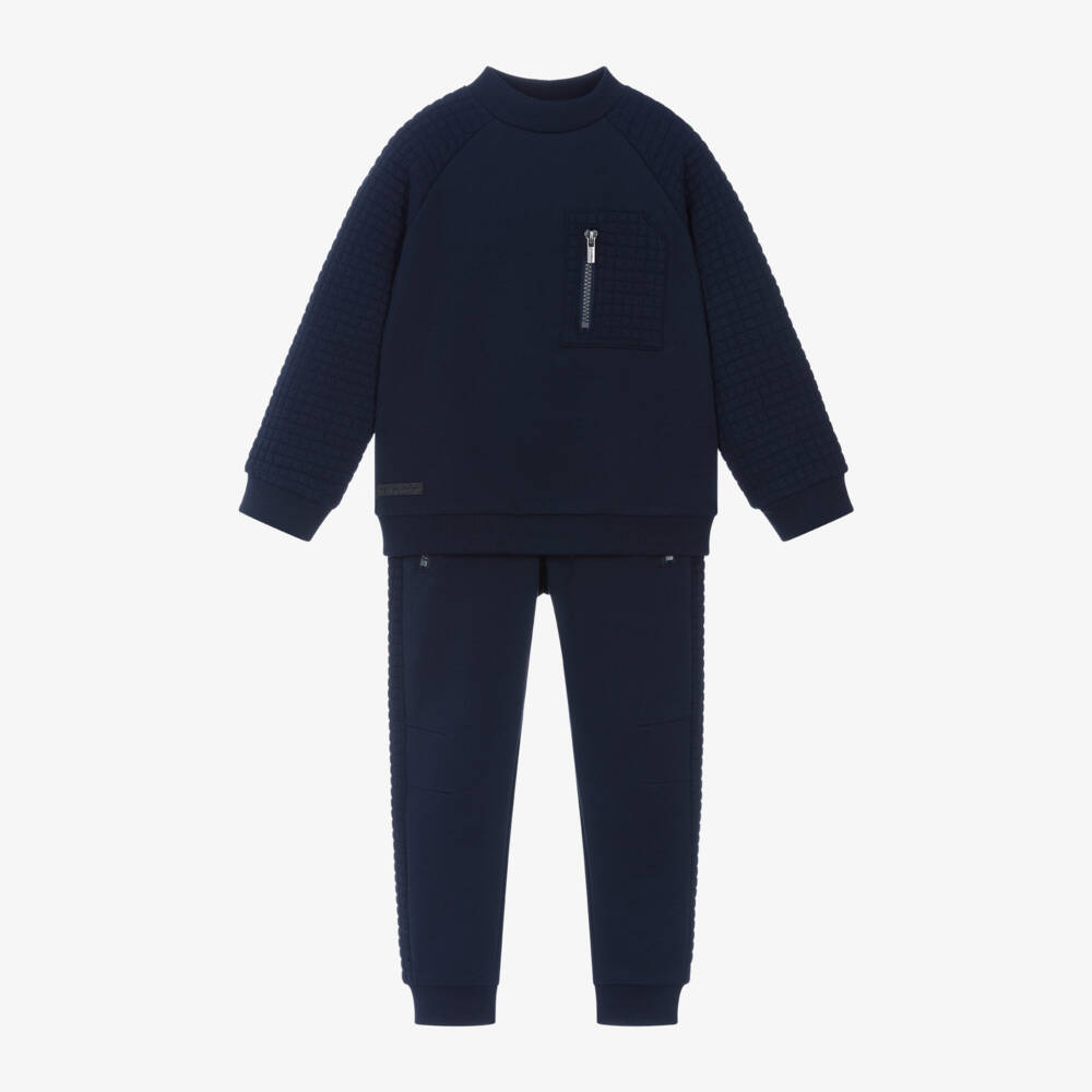 Mayoral-Boys Navy Quilted Jogger Set | Childrensalon Outlet