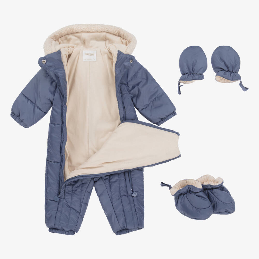 Mayoral-Boys Navy Quilted Snowsuit | Childrensalon Outlet