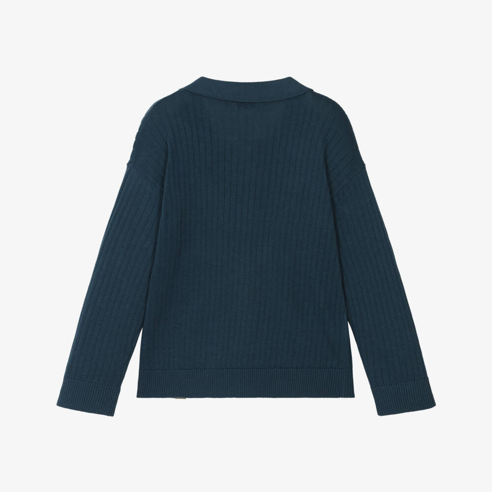 Mayoral-Boys Navy Ribbed Knit Sweater | Childrensalon Outlet