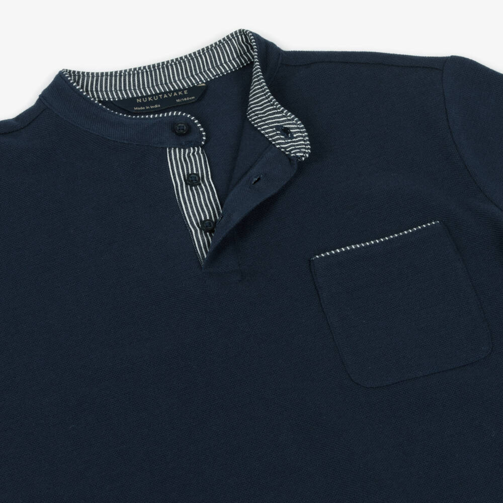 Mayoral Nukutavake-Boys Navy Soft Piqué Henley Tee | Childrensalon Outlet