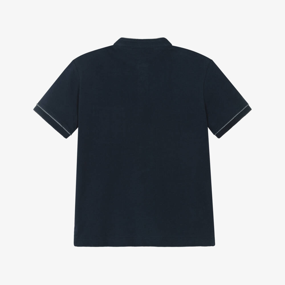 Mayoral Nukutavake-Boys Navy Soft Piqué Henley Tee | Childrensalon Outlet