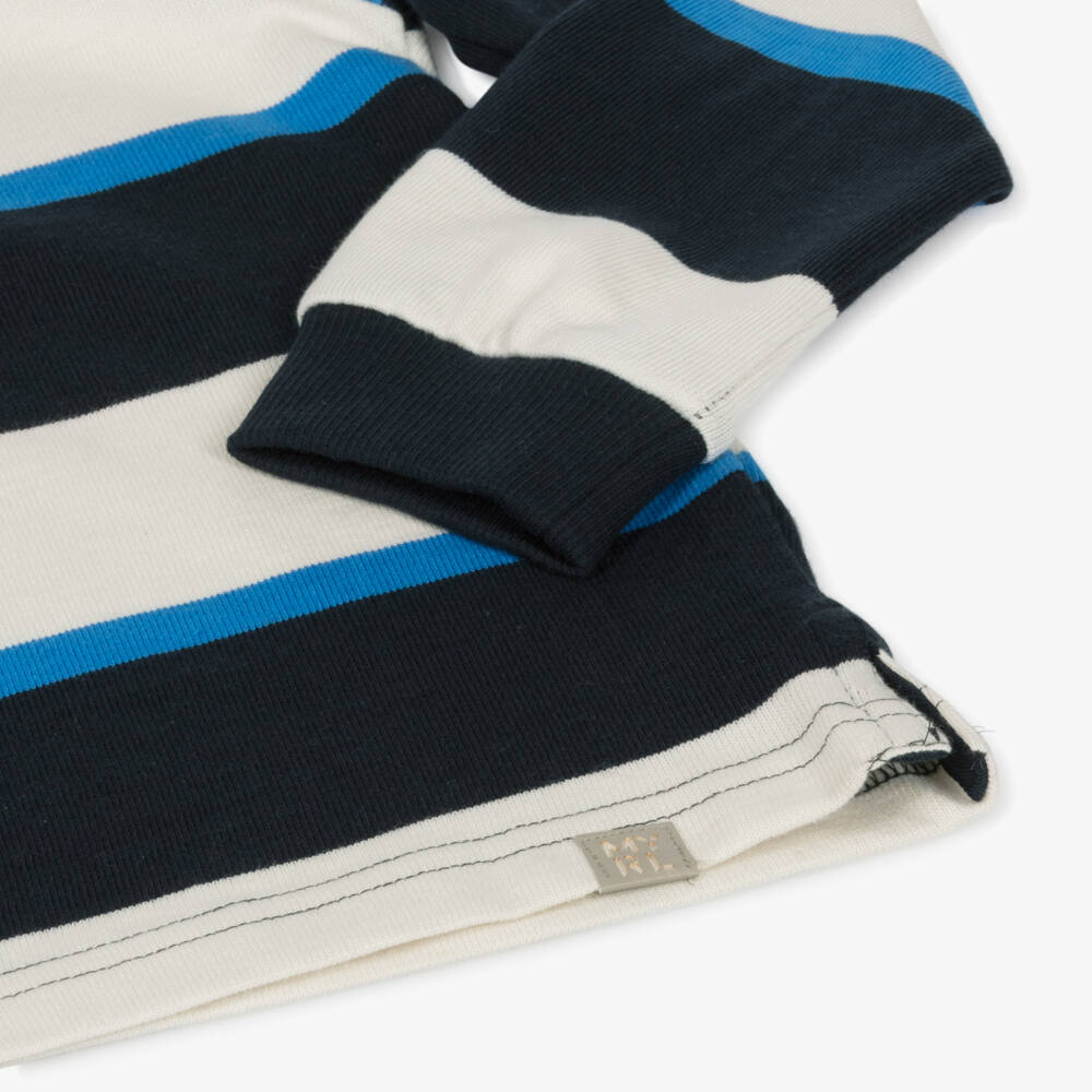 Mayoral-Boys Navy Striped Cotton Rugby Top | Childrensalon Outlet