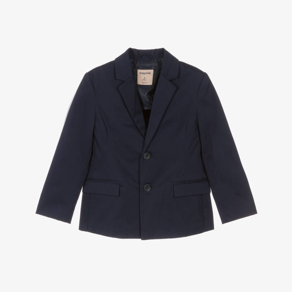 Mayoral-Boys Navy Tailored Cotton Jacket | Childrensalon Outlet