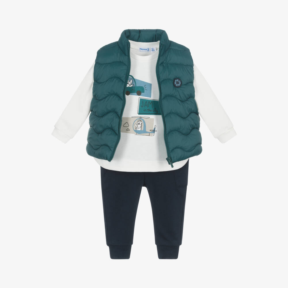 Mayoral-Boys Navy & Teal Trouser Ensemble | Childrensalon Outlet