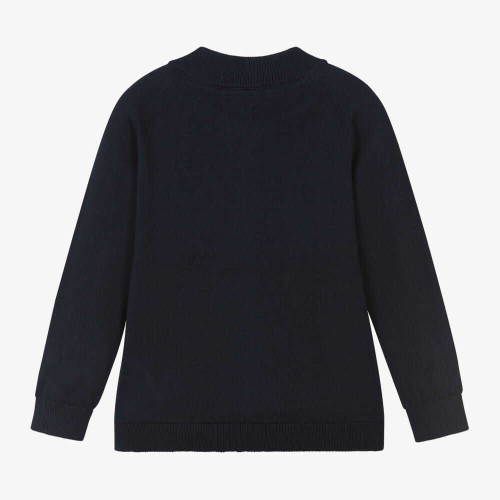 Mayoral-Boys Navy Zipper Cotton Cardigan | Childrensalon Outlet