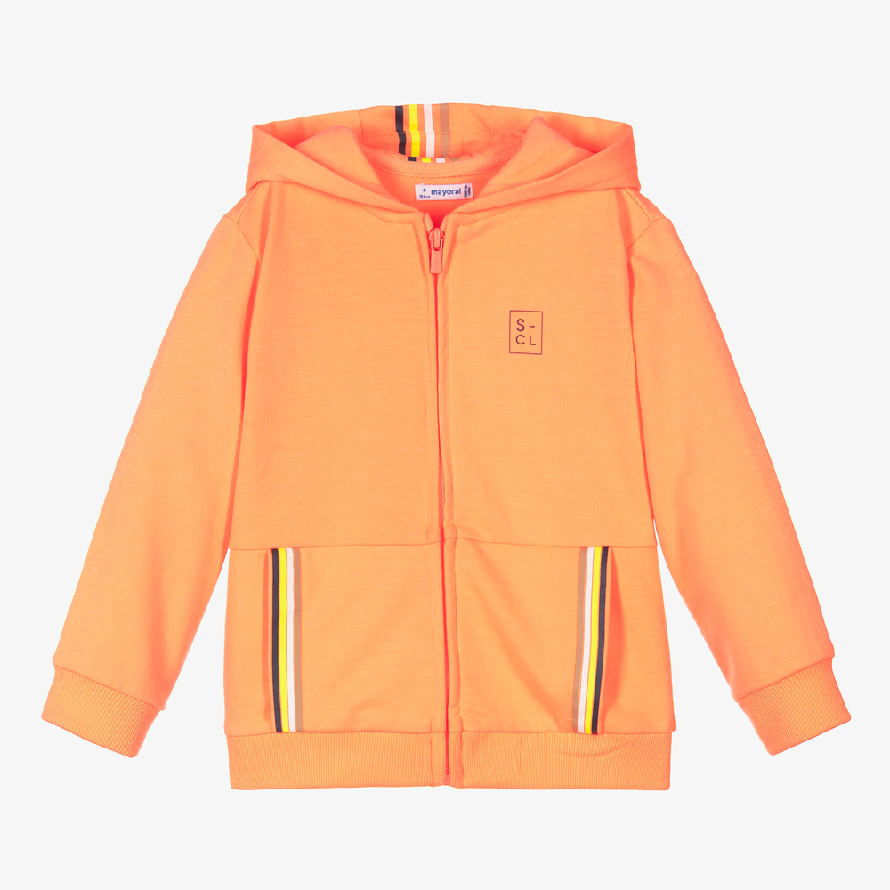 Mayoral - Boys Neon Orange Zip-Up Top | Childrensalon