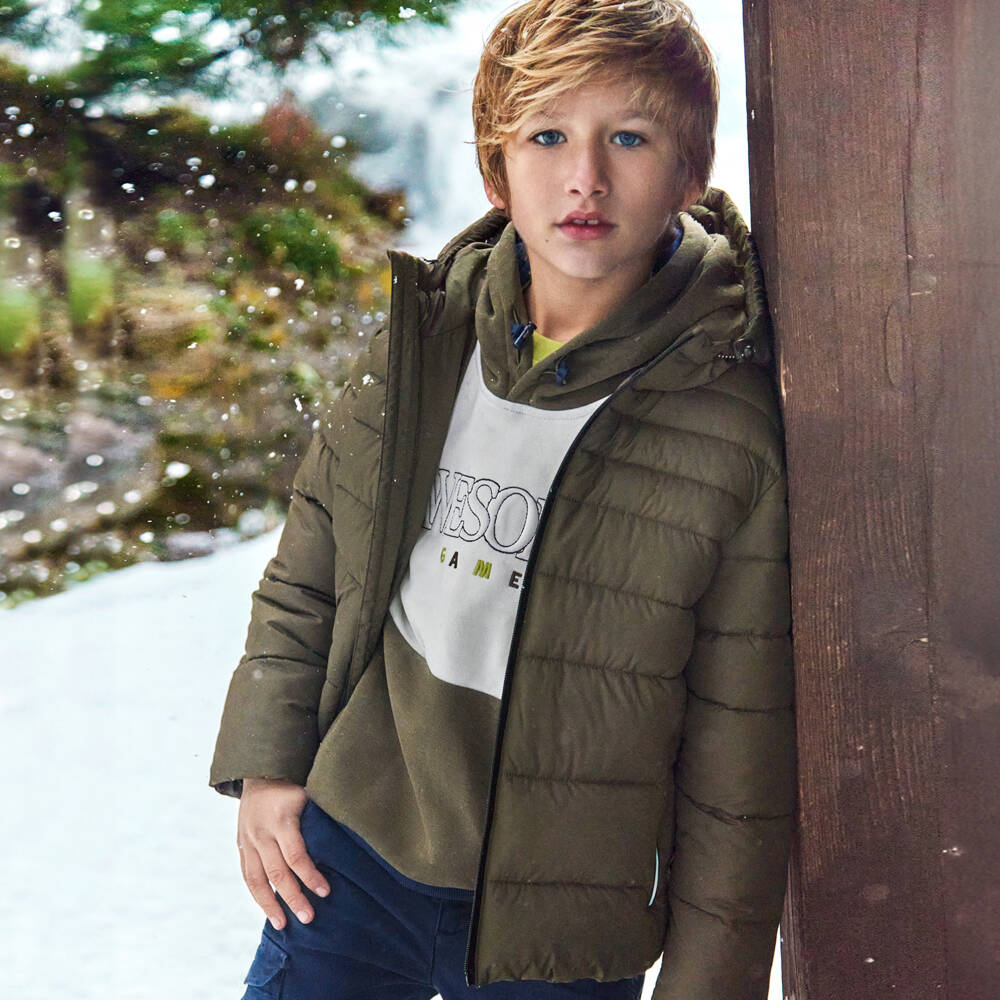 Mayoral Nukutavake-Boys Olive Quilted Jacket | Childrensalon Outlet