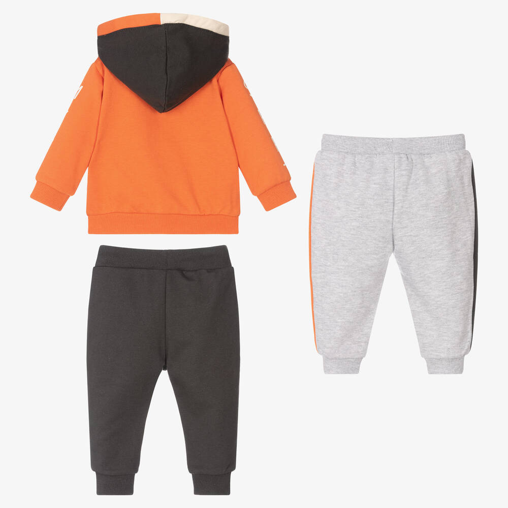 Mayoral-Оранжевый спортивный костюм из 3 предметов для мальчиков | Childrensalon Outlet