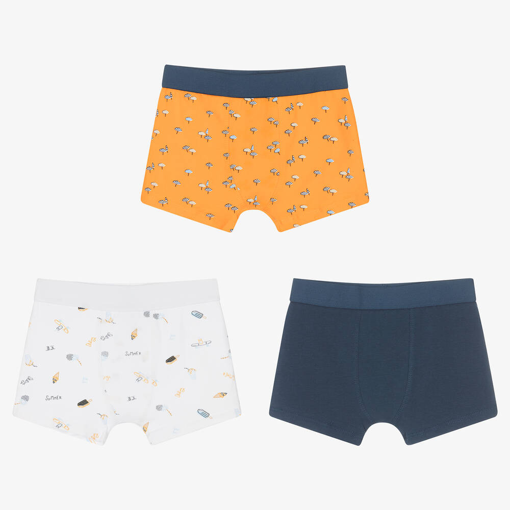 Mayoral - Boys Orange & Blue Boxer Shorts (3 Pack) | Childrensalon