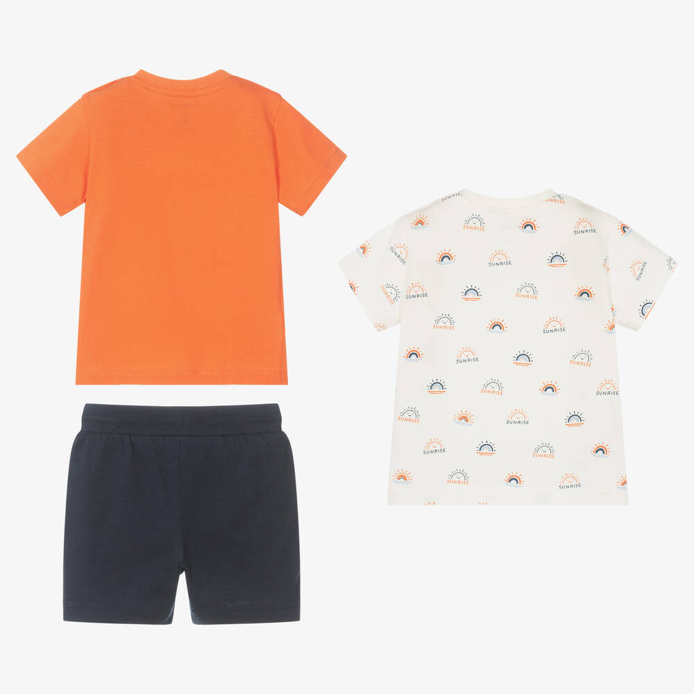Mayoral-Boys Orange & Blue Cotton Shorts Set | Childrensalon Outlet