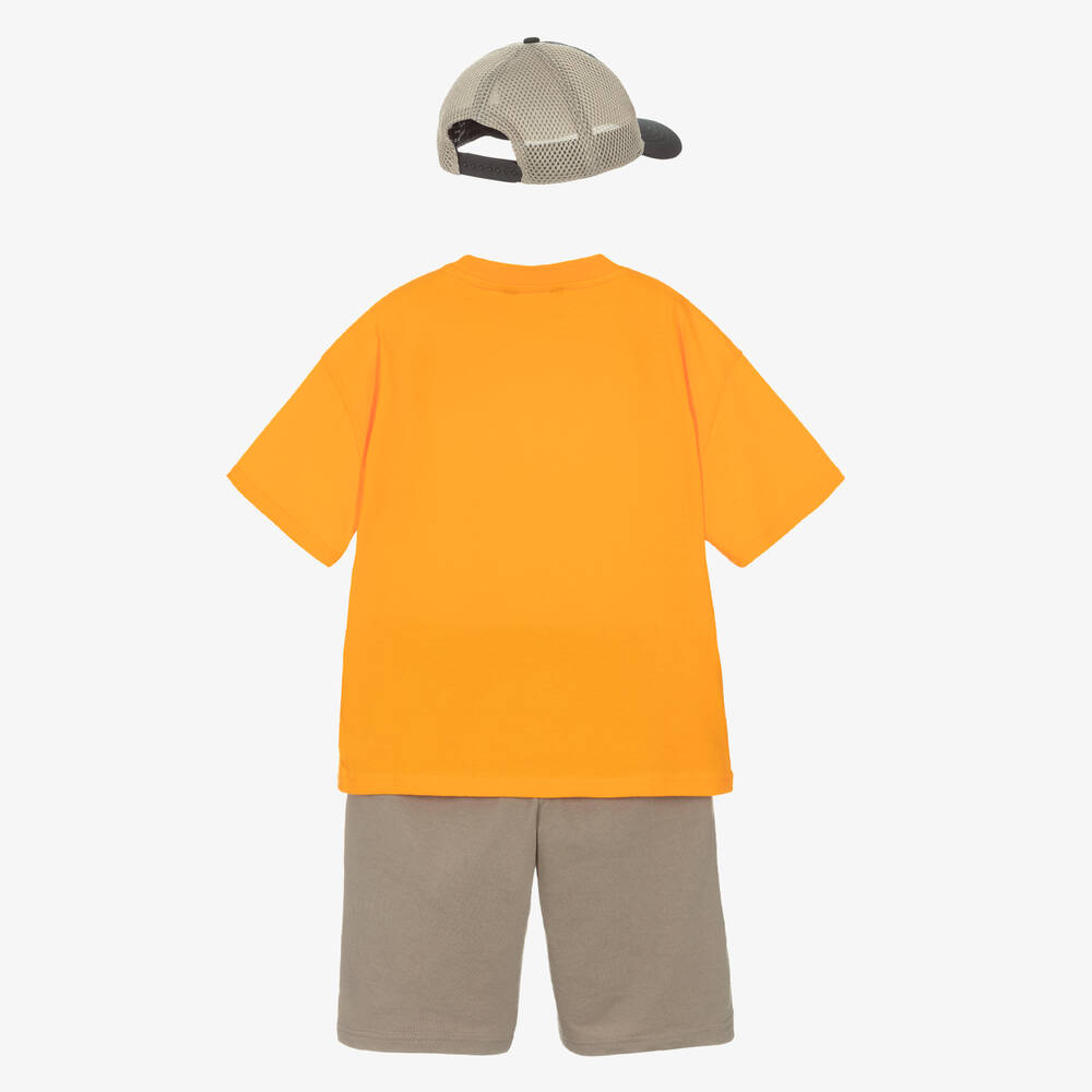 Mayoral-طقم شورت قطن جيرسي لون برتقالي وبني للأولاد | Childrensalon Outlet
