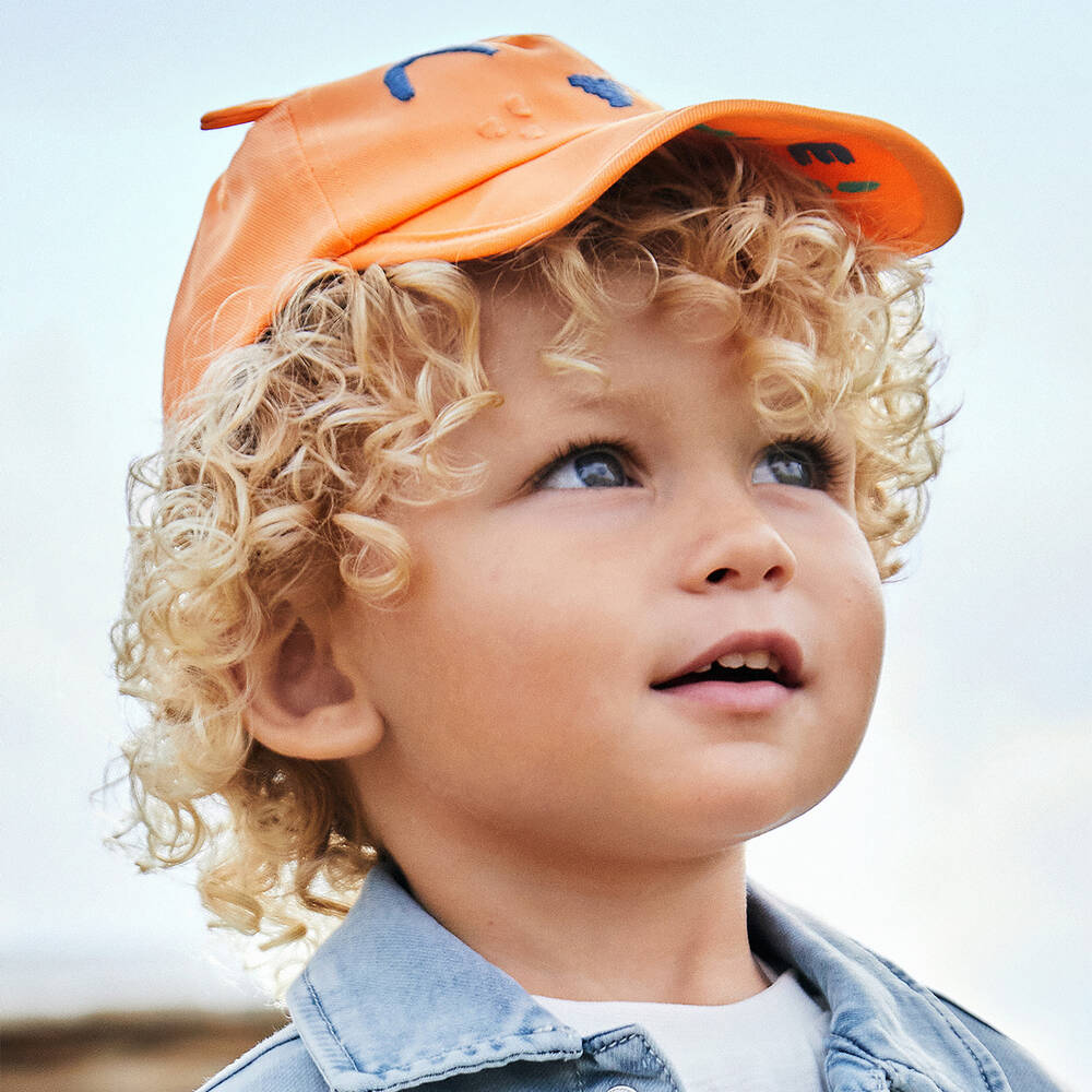 Mayoral-Boys Orange Cotton Bear Cap | Childrensalon Outlet