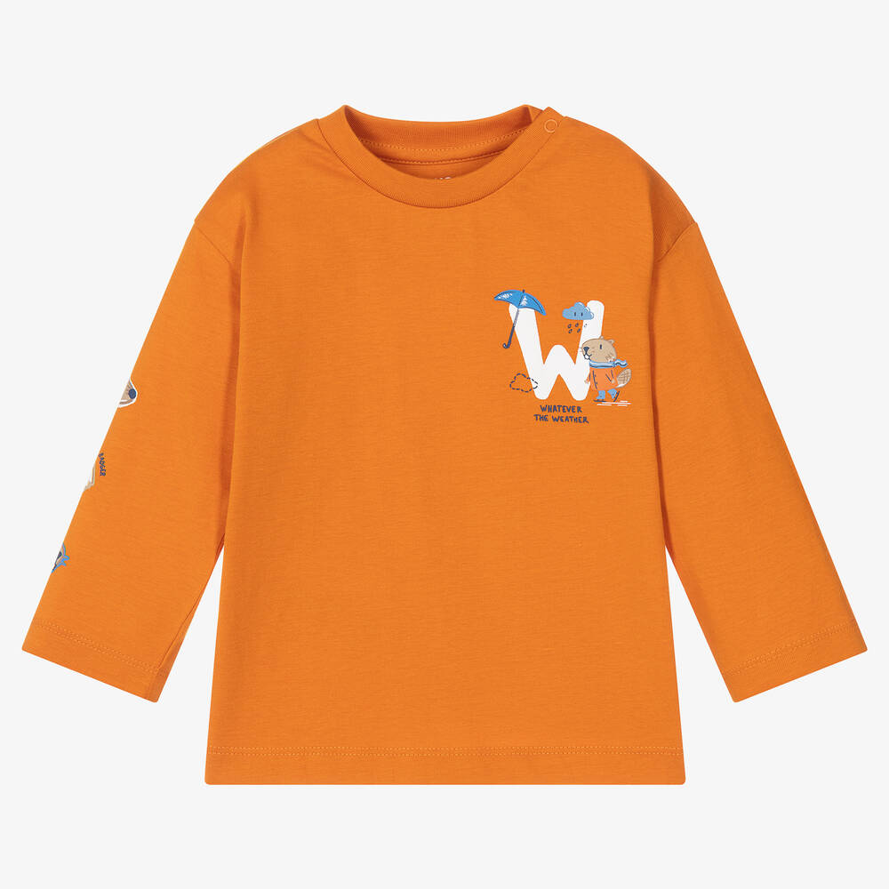 Mayoral - Оранжевая футболка из хлопкового джерси | Childrensalon