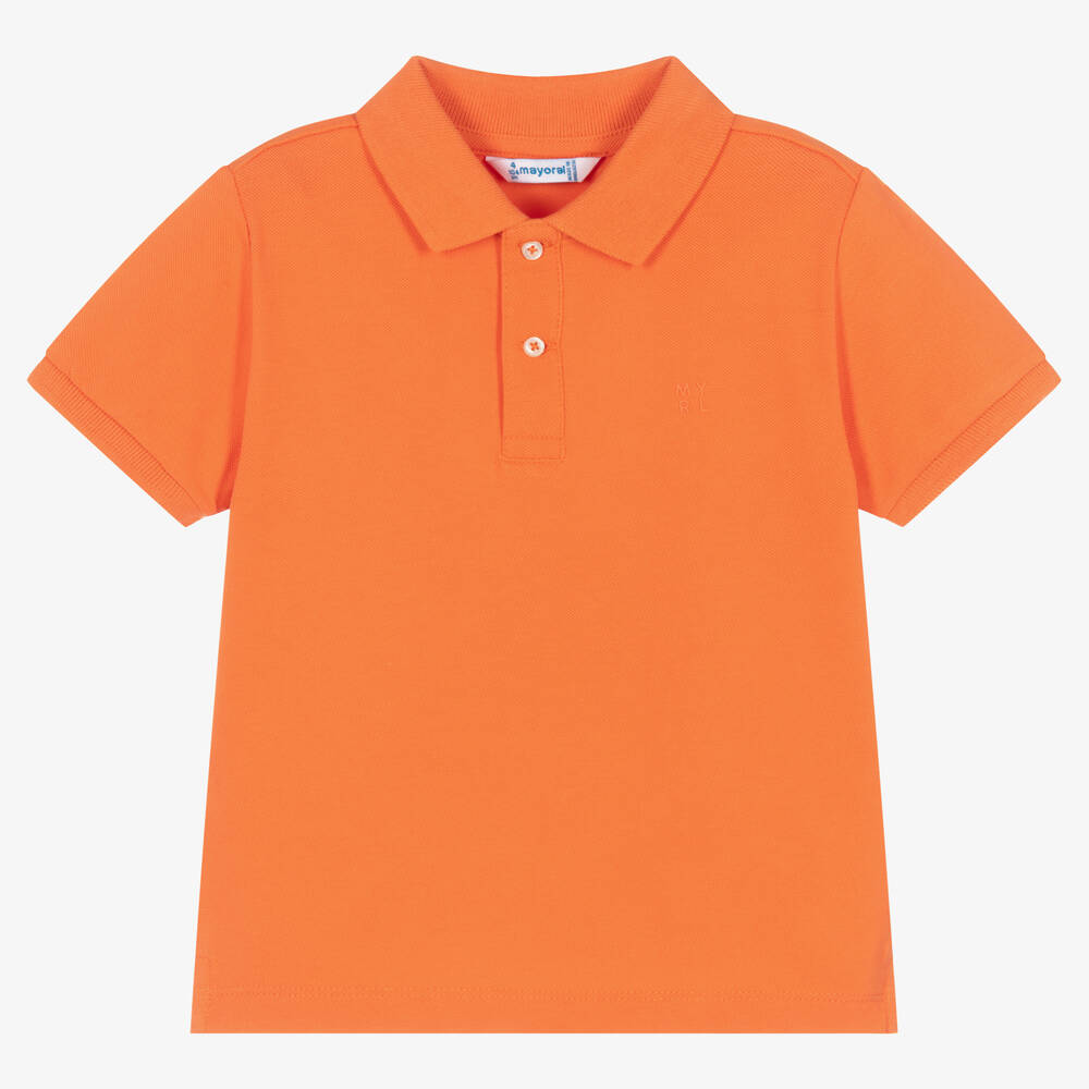 Mayoral-Boys Orange Cotton Piqué Polo Shirt | Childrensalon Outlet
